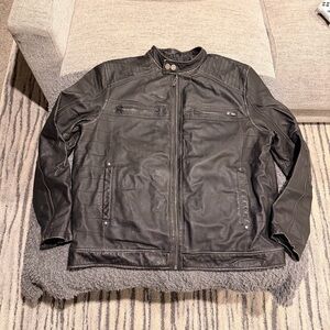 Guess Men's Black Real Leather Jacket